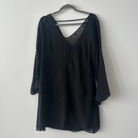 ASTR | Black Sheer Embroidered Tunic Size M - Picture 1 of 8